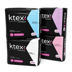 Compresas 2 capas Ktex x 100 un